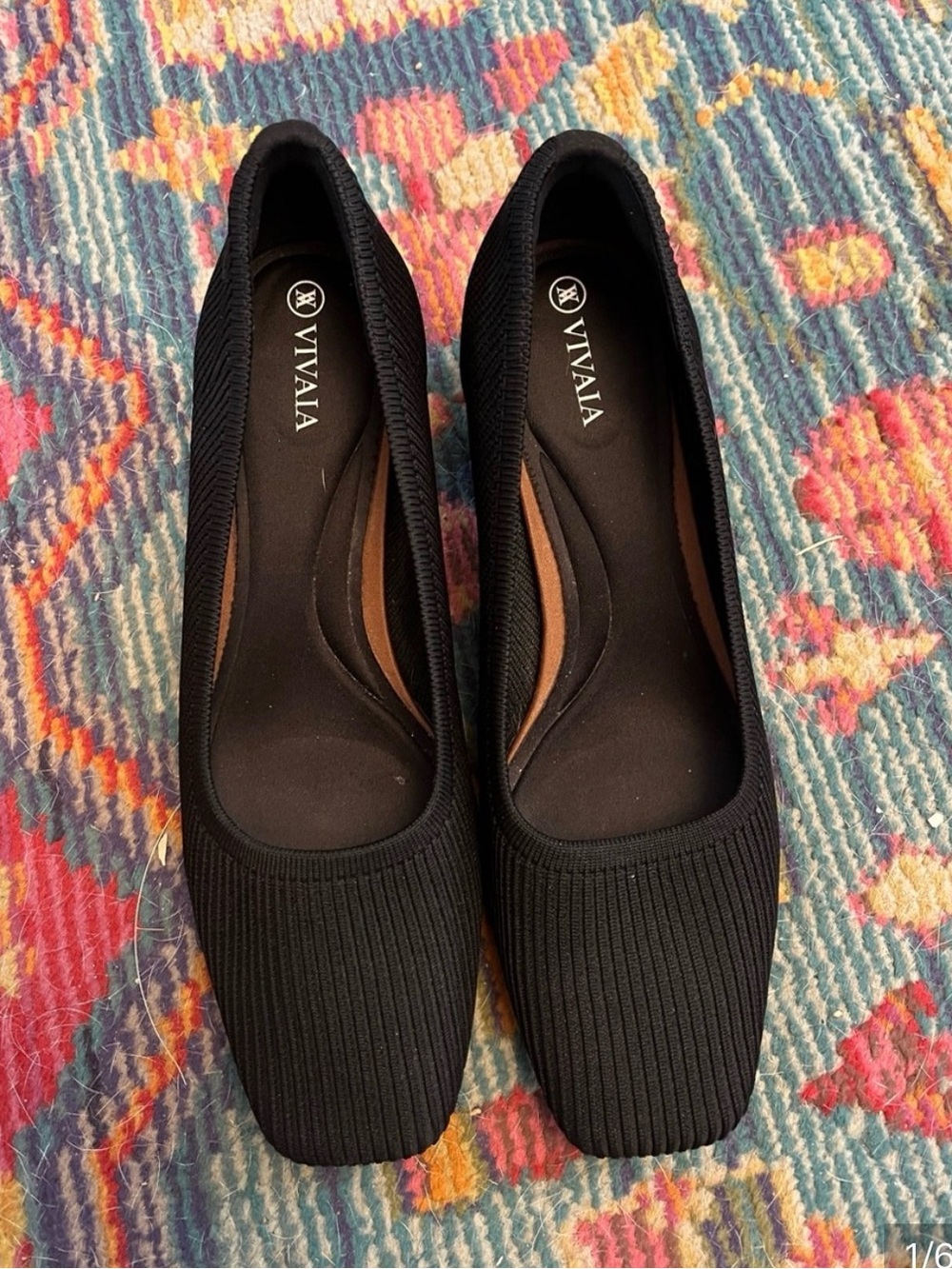 Vivaia Women's Black Knit Square-Toe block heel